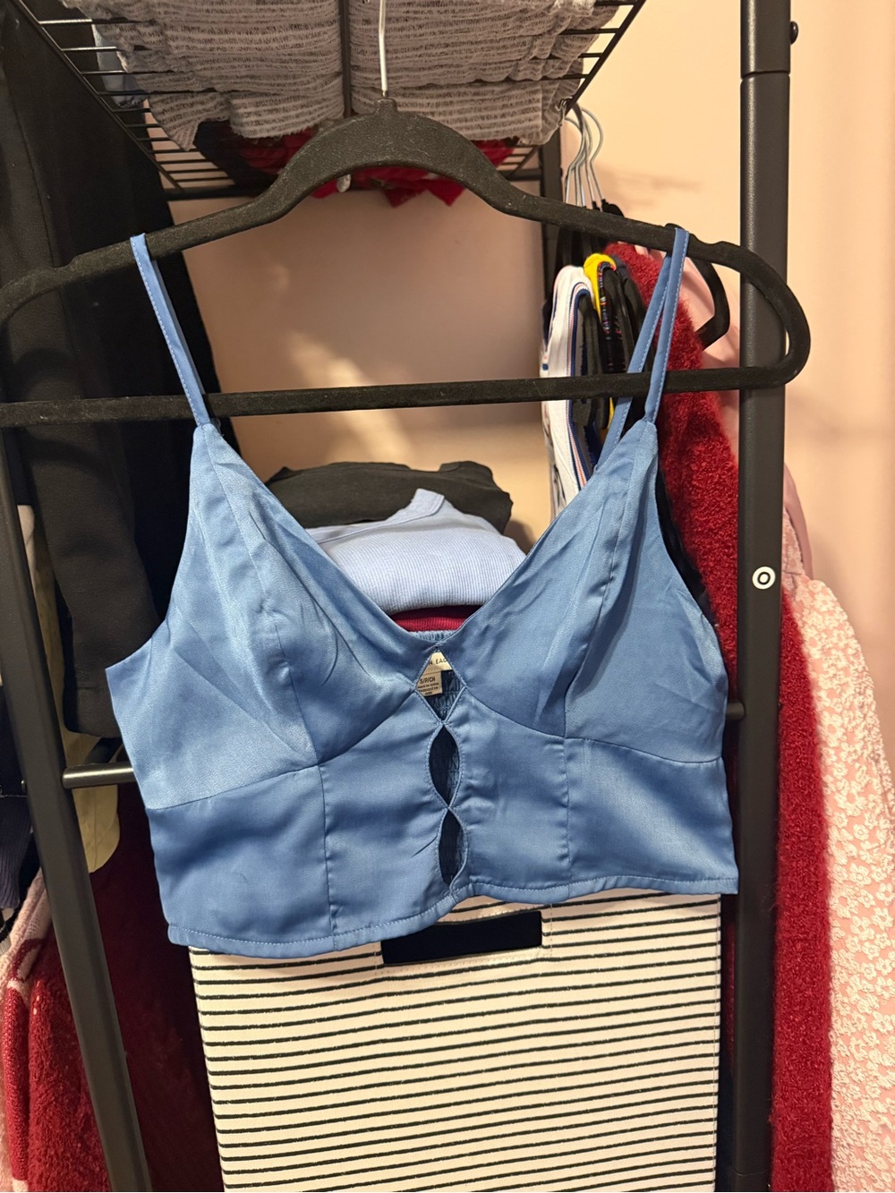 American Eagle Satin Cutout Crop Top